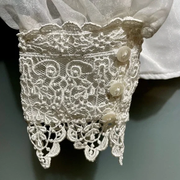 Scott McClintock Sportswear Vintage 80s White Lace Victorian Blouse Top Size 4 - Picture 6 of 8